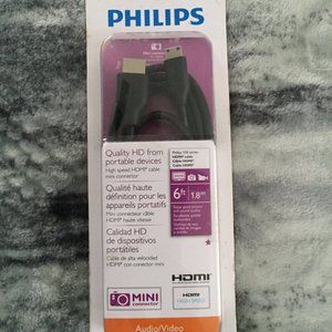 Philips SWV2472H/27 6-Feet Mini-Pin HDMI Cable for camera/camcorder New HD 2160p